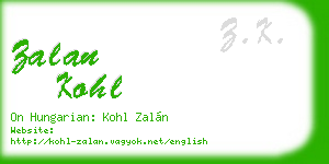 zalan kohl business card